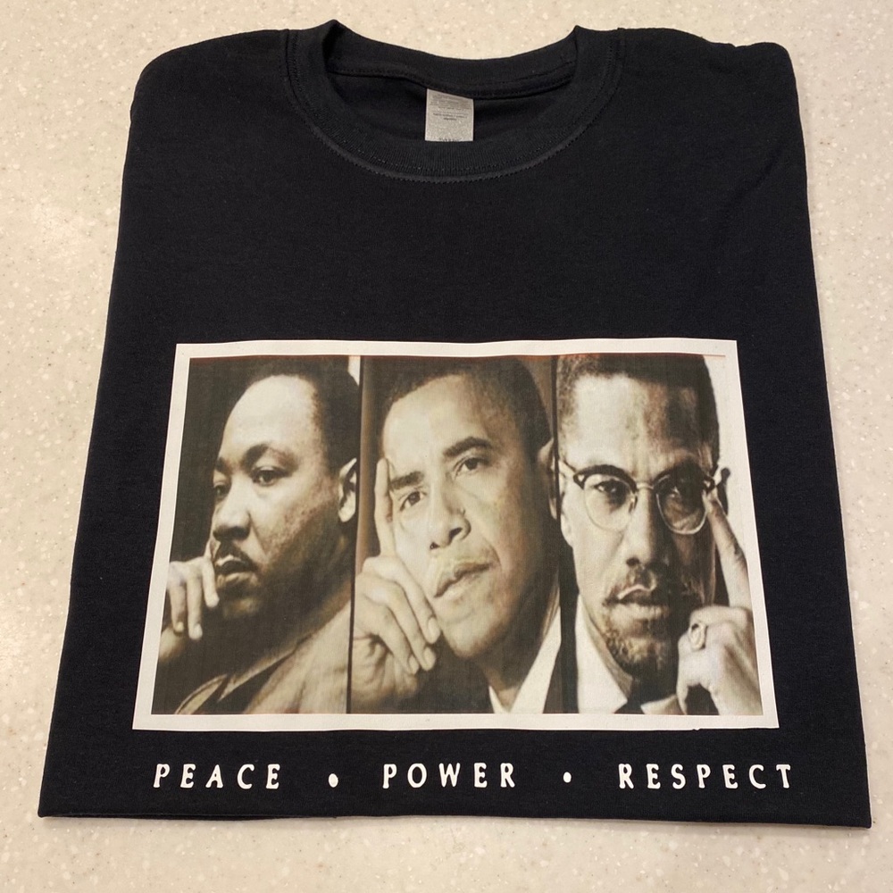 New unisex “ Peace, Power, Respect “ tee